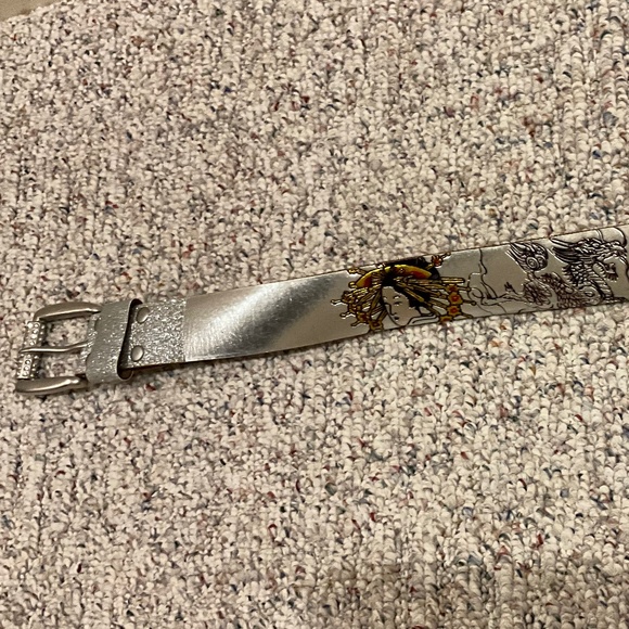 Ed Hardy Silver Metallic Leather Belt main image 10
